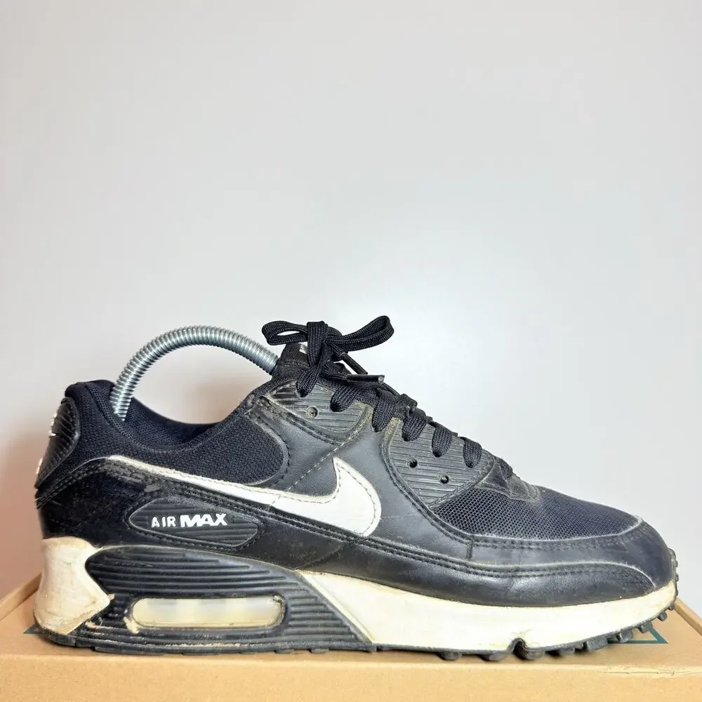 Nike Air Max 90 Mens Size 9.5 Black White Gray Casual Walking Shoes Sneakers